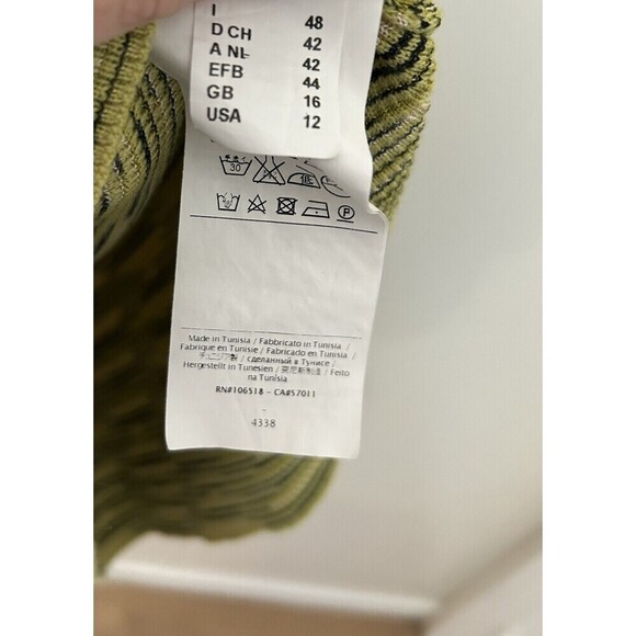 Missoni Yellow Green Stripe Patterned Knit Turtle Neck Sweater Sz L 12 - Picture 5 of 6